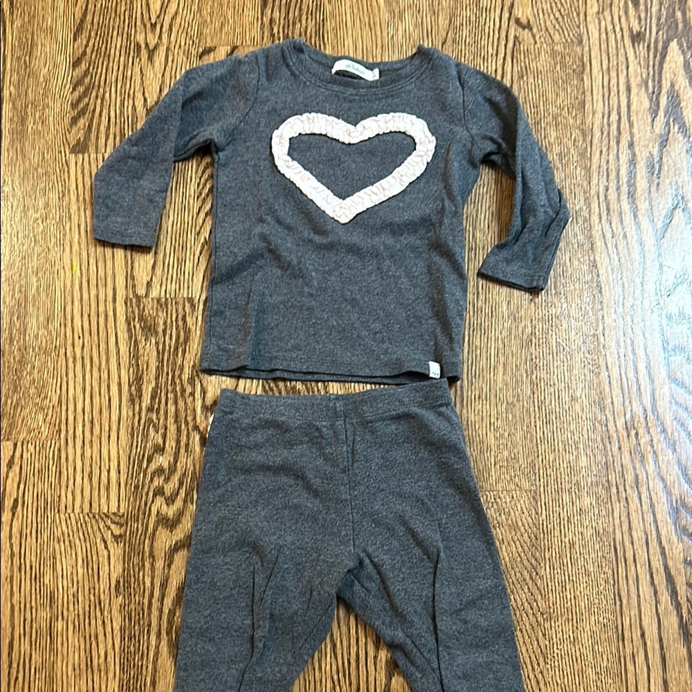 Oh Baby! Grey and Pink Set with Heart 12-18 Months